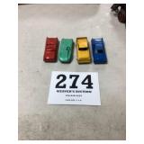 Lot of 4 Vintage Tootsie Toy Metal Cars