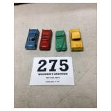 Lot of 4 Vintage Tootsie Toy Metal Cars