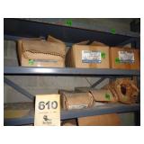 Two shelves: plumbing inventory
