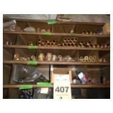 Four shelves: brass, copper, steel fittings