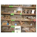 Three shelves: brass, steel fittings