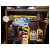Two shelf: antifreeze, scale dissolver glug,