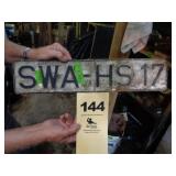 Porcelain "SWA-HS17" sign
