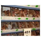 Two shelves: brass, copper fittings