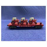 Lionel 6821 Flat Car w/ 3 IH 1086 Tractors 3