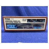 Tyco HO Operating Crane Car w/ Boom Tender Set