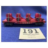 Lionel 6800 flat car with international round