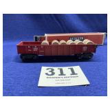 Lionel 6462 NYC Gondola Car w/ 6 wooden Barrels