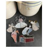 Stained glass angels, Christmas decor lot
