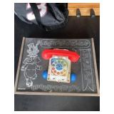 Vintage alphabet, chalkboard, and Fisher-Price
