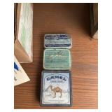 Vintage tins, including came