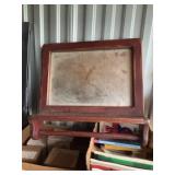 Vintage bathroom mirror with towel rack