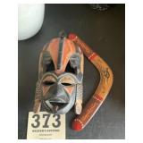 Tribal mask in boomerang Australian