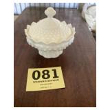 Milk, glass, hobnail, pedestal dish