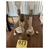 Three glass lamps