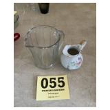 Vintage glass and ceramic pitcher