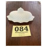 Milk, glass, hobnail, butter dish