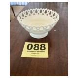 Lace edge, milk glass bowl