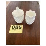Hobnail milk, glass sugar and creamer