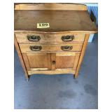 Two drawer two door oak nightstand