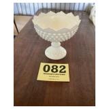 Hobnail milk glass pedestal bowl