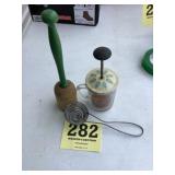 Green handle Stomper, nut chopper, and egg