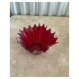 Fostoria, heirloom, red glass handkerchief bowl