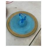 MCM serving dish with golden Aztec rim