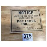 Early Potatoes cardboard advertising sign