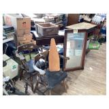 Chairs and mirror and wooden box and stand lot