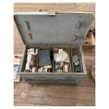 Wooden chest with contents