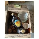 Log cabin syrup bottles, and apple dishes