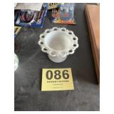 Milk, glass candy dish Lace edge