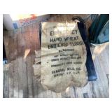 Old burlap advertising bags