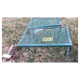 2 green metal stands