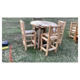 Log round table with 4 log chairs