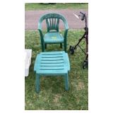 Plastic deck chair and ottoman