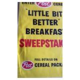 Post cereal advertising sign