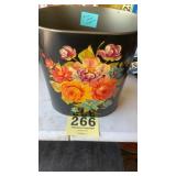 Mid-century modern floral trashcan
