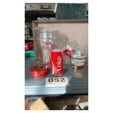 Coca Cola pitcher, glasses and coasters