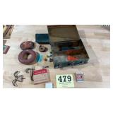 Old marbles, old metal latching case and some
