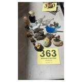 Assortment of owls and other glass and ceramic