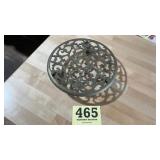 Vintage brass ornate plant stand on wheels