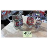 Glass Coca-Cola water, pitcher, and two glasses
