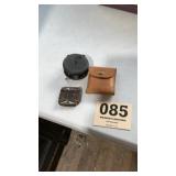 Fishing reel, ammo case and vintage coin purse