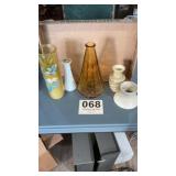 Jeanette amber vase and variety of other vases