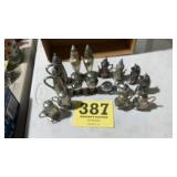 Pewter plated variety and a set of pigs salt
