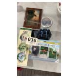 Bird films, plates and binoculars