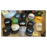 Lots of menï¿½s baseball caps with a lot of