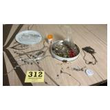 Vintage costume, jewelry, and old glass beads lot